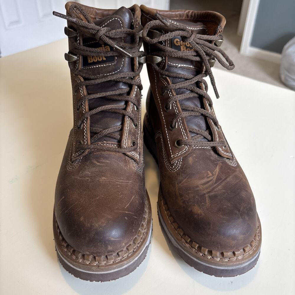 Georgia 6” Work Boots 7M, Leather, Cushioned Sole, Oil & slip Resistant, Laces
